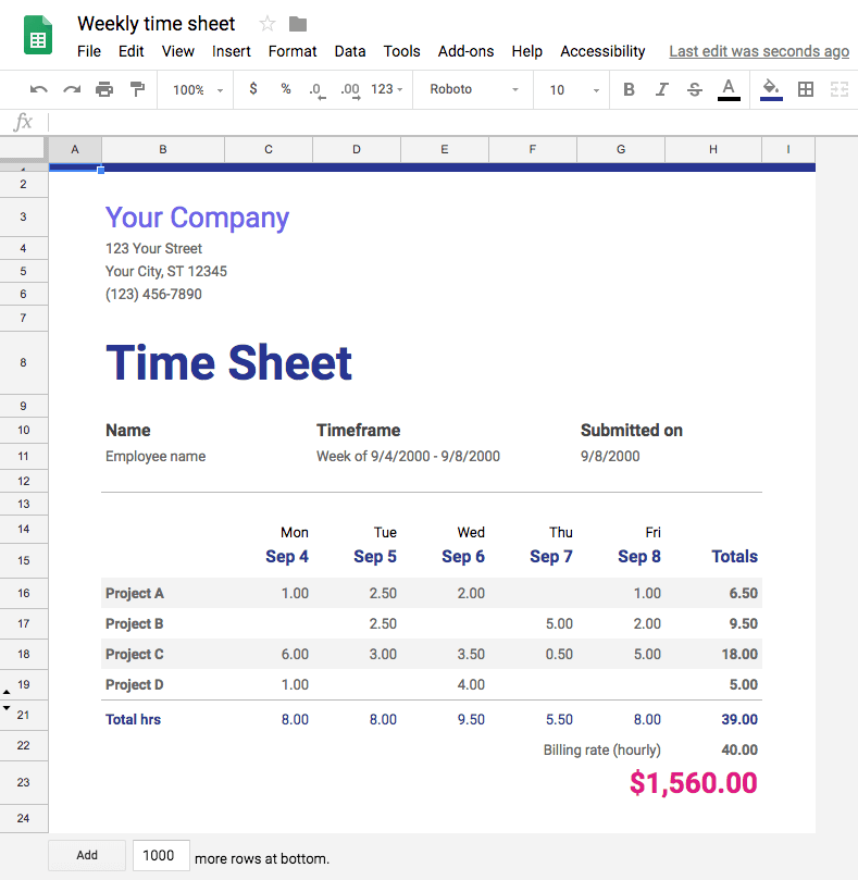 5 3 1 Google Sheet