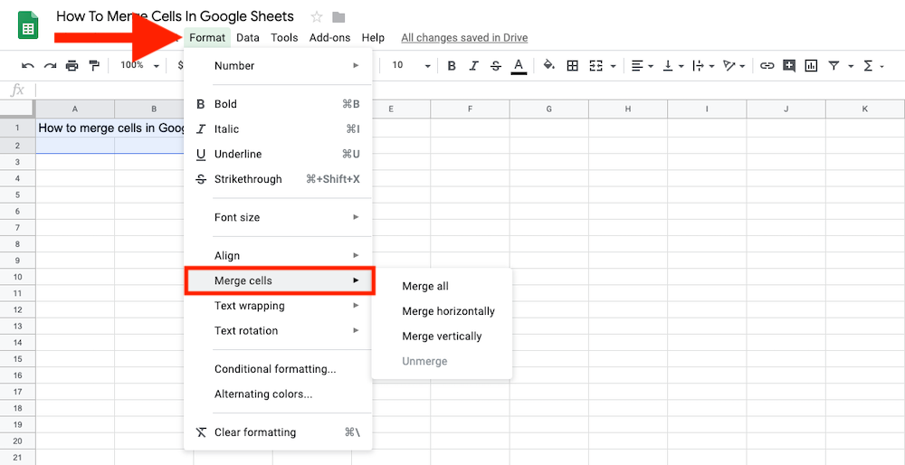 google sheets merge cells keep data