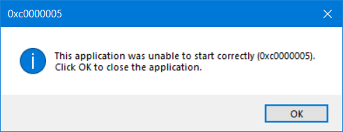 Microsoft Error 0xc0000005