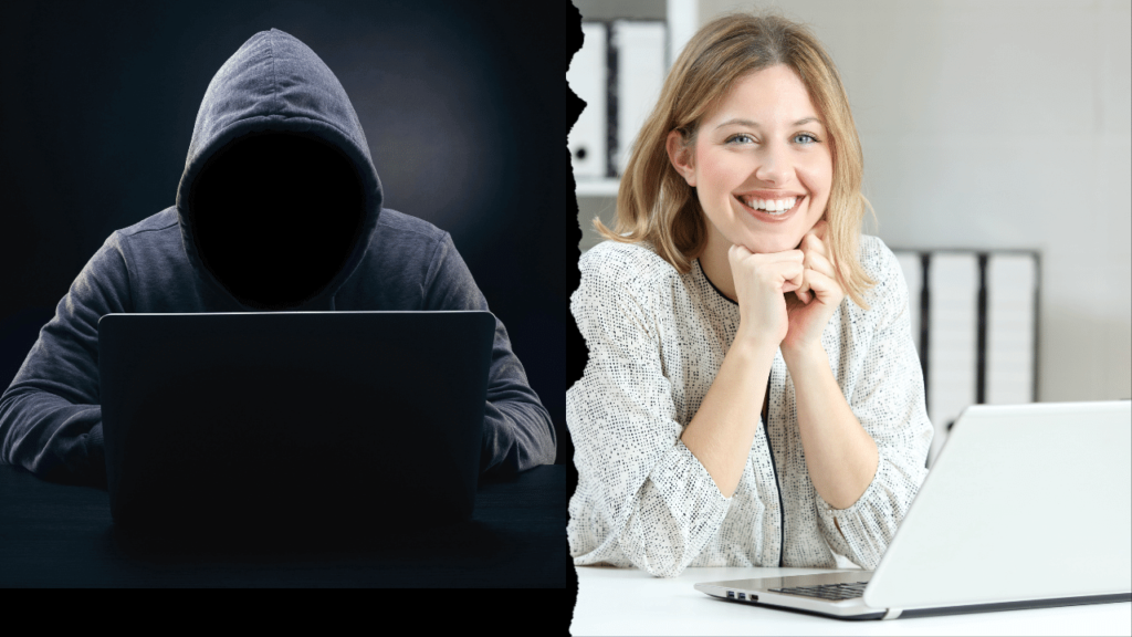 Hooded Hacker and Internal Employee